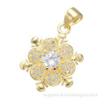 2016 unique design brass zircon flower pendant jewelry 14K gold flower of life pendant